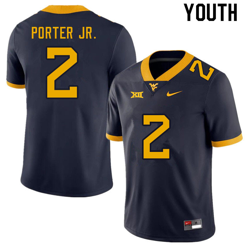 NCAA Youth Daryl Porter Jr. West Virginia Mountaineers Navy #2 Nike Stitched Football College Authentic Jersey HR23L18MH
